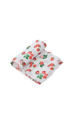 Cotton Muslin Swaddle Single Strawberry Patch