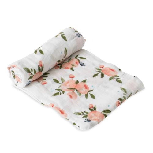 Cotton Muslin Swaddle Single Watercolor Roses's' image