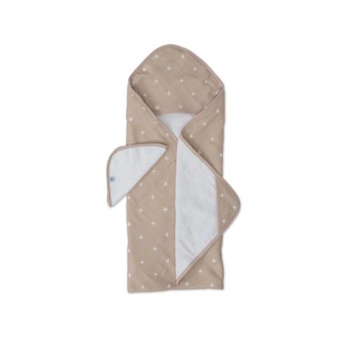 Cotton Hooded Towel & Wash Cloth Taupe Cross's' image