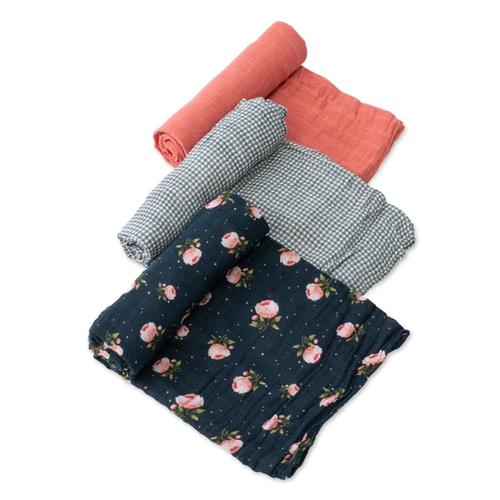 Cotton Muslin Swaddle 3 Pack Midnight Rose Set's' image