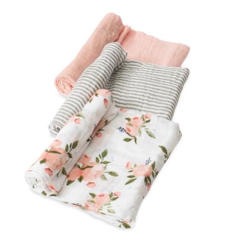 Cotton Muslin Swaddle 3 Pack Watercolor Roses Set's' image