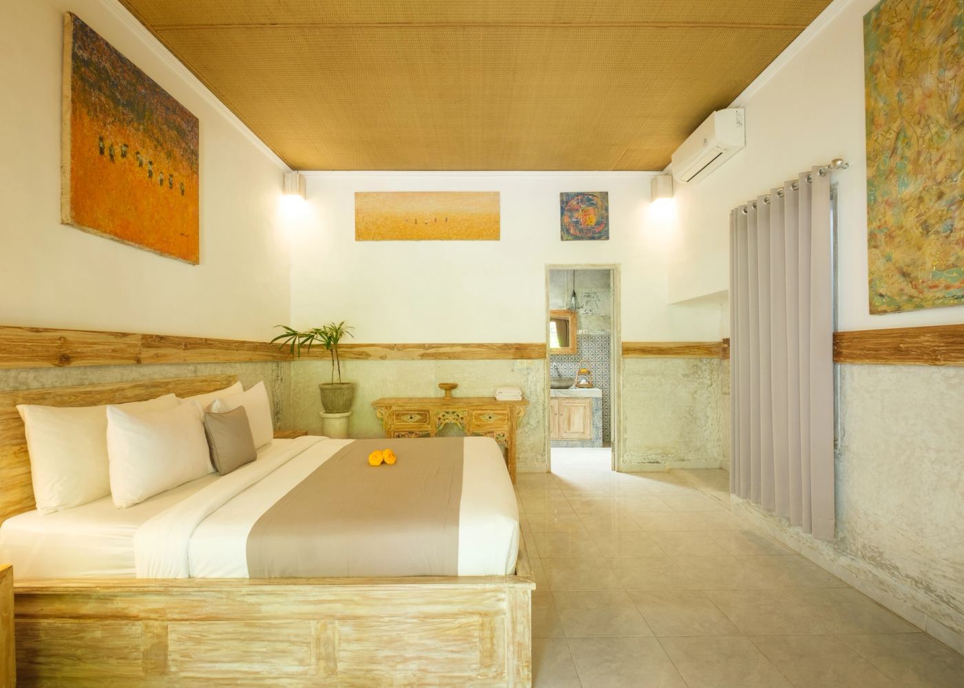 Bright bedroom with king bed