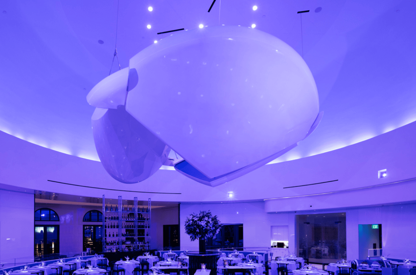 installation over tables in a restaurant