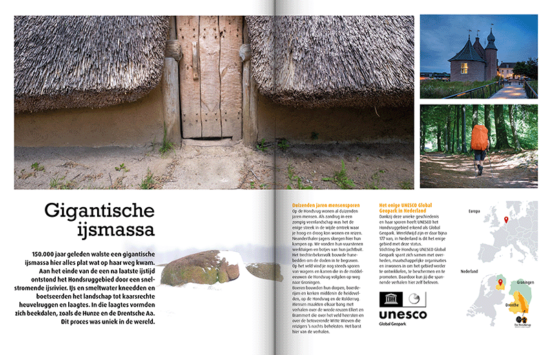 Drenthe Magazine in opdracht van De Hondsrug, UNESCO Global Geopark. Design en fotografie