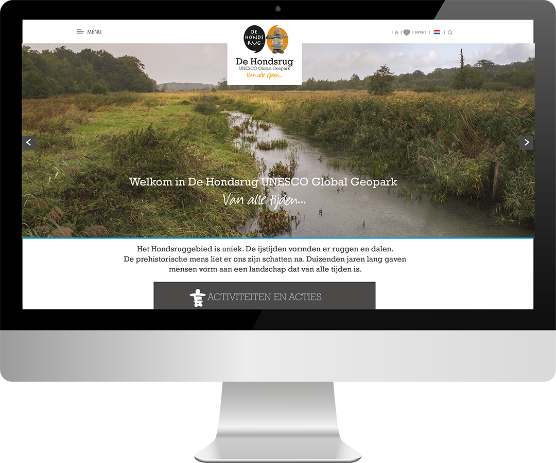 Ontwerp website De Hondsrug UNESCO Global Geopark. In samenwerking met Jos van der Veen.