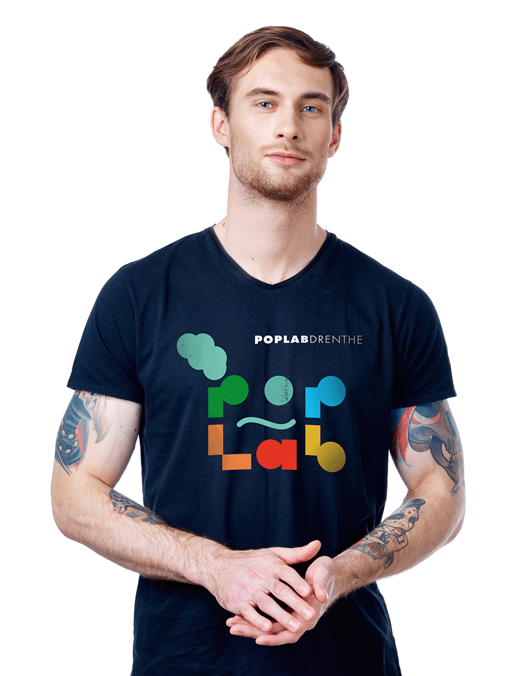 T-shirt met kleurig logo POPLAB