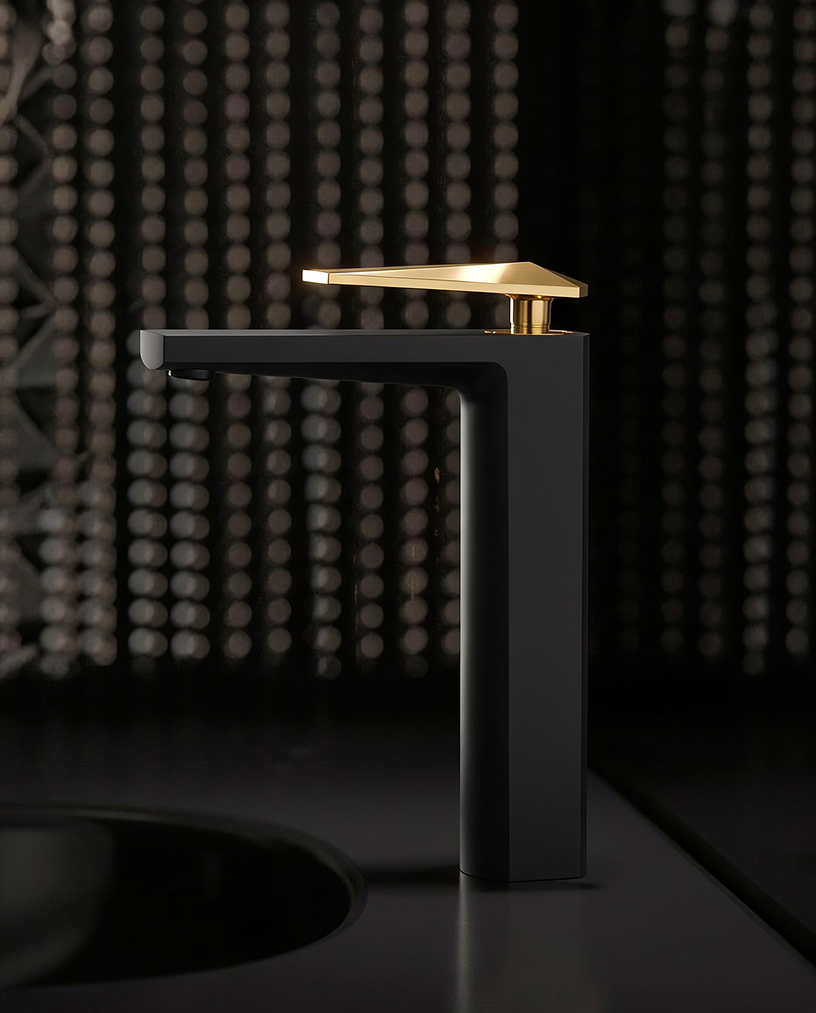 Golden Cut Basin Mixer Black