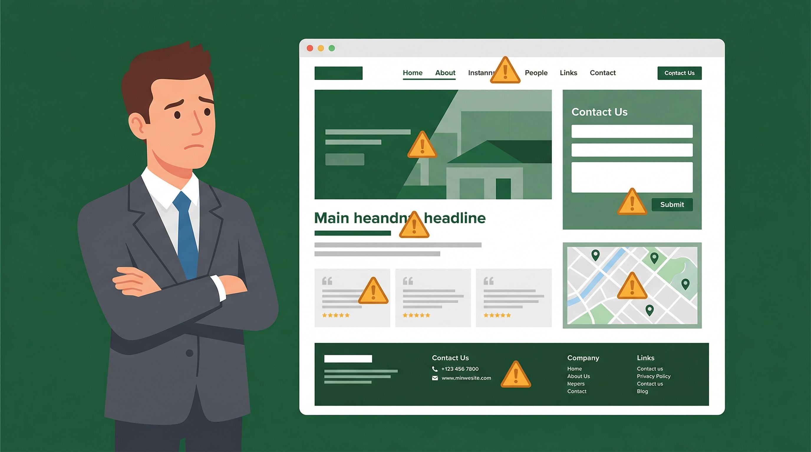 Real estate agent website with 7 warning signs losing clients