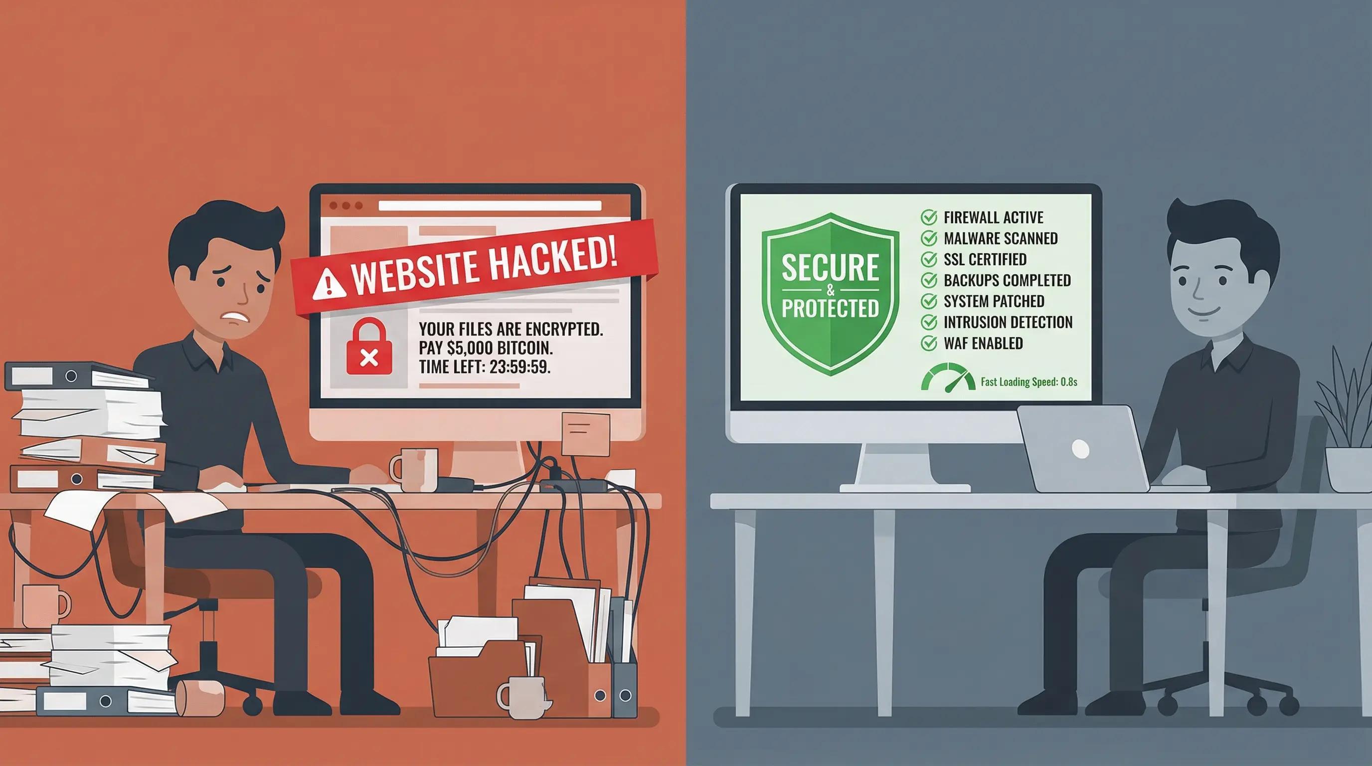 Business website before and after WordPress security