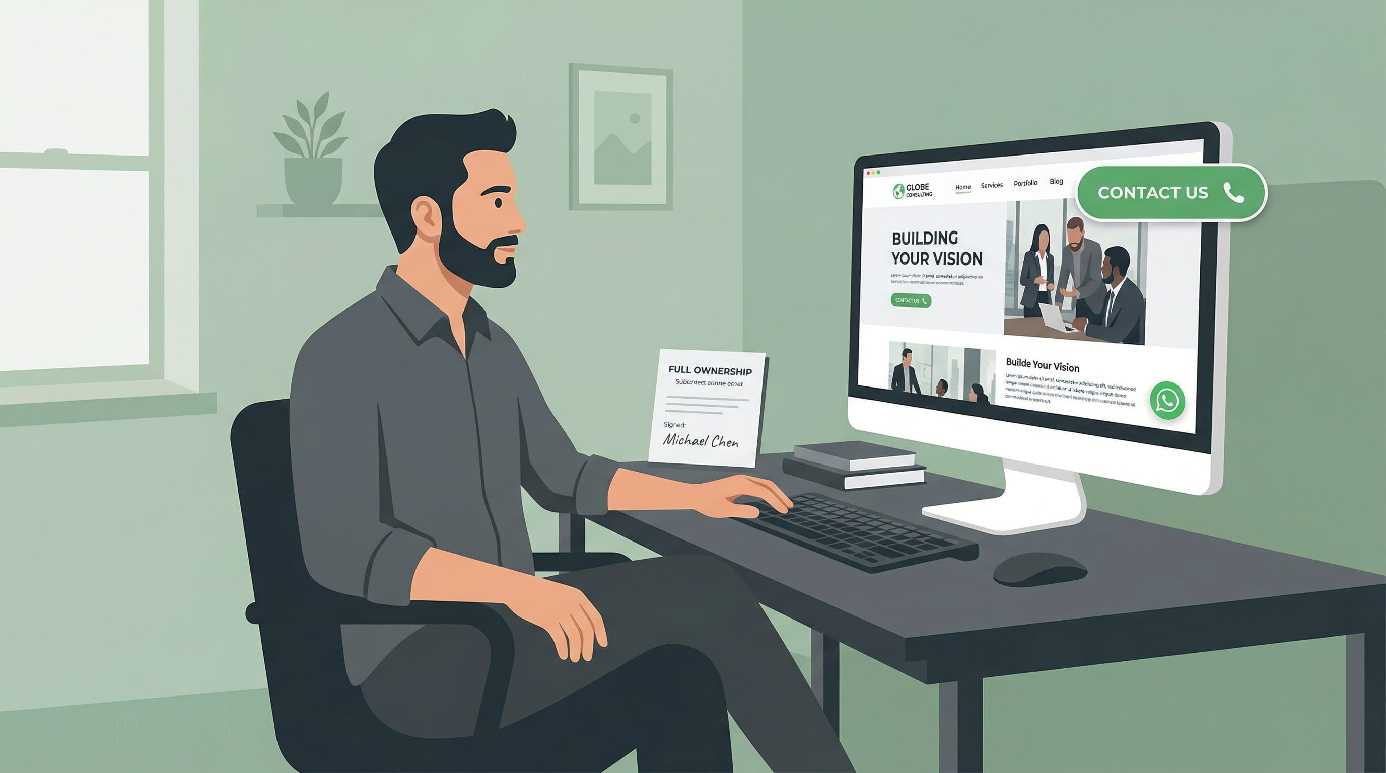 Dubai small business owner receiving completed website