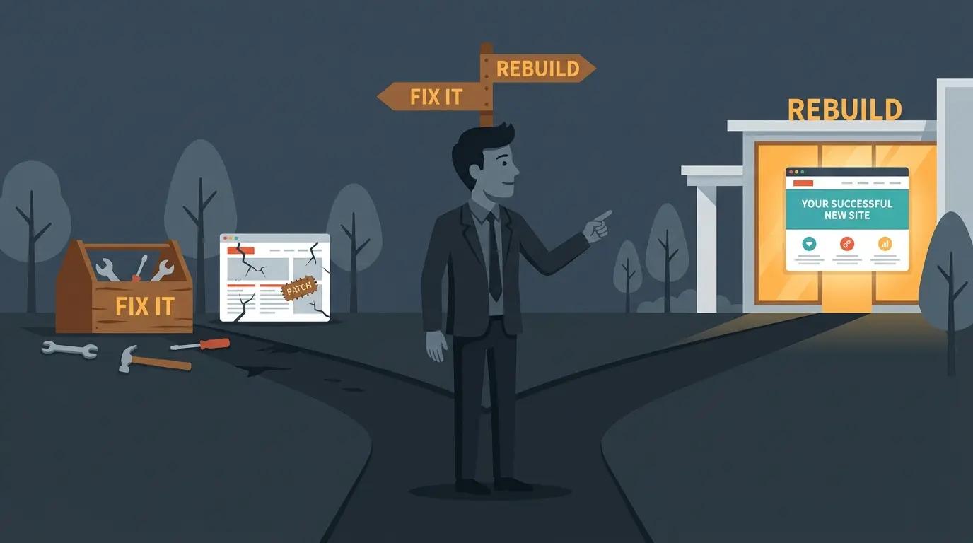 Dubai business owner deciding whether to rebuild website or fix existing site