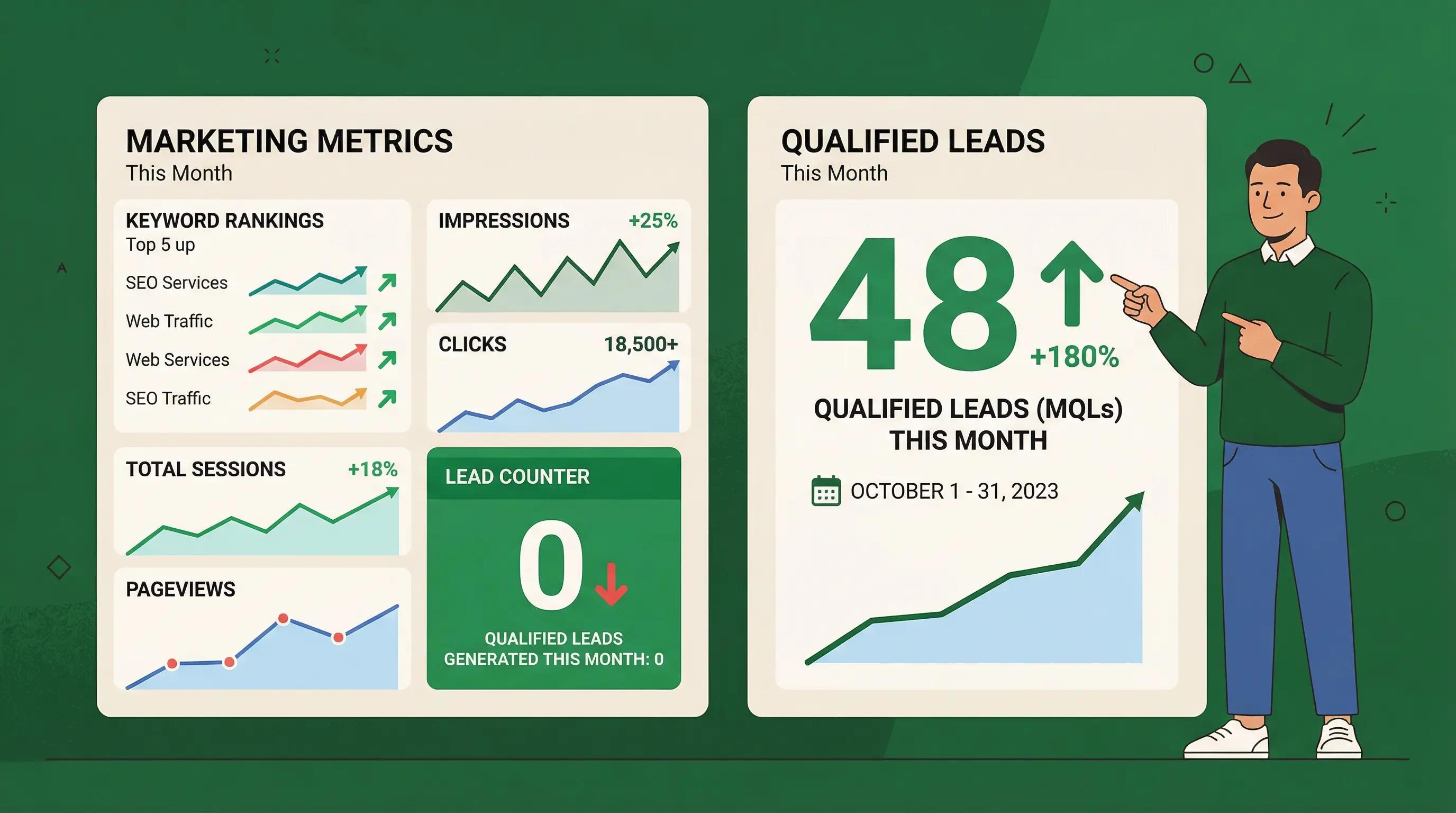 SEO vanity metrics dashboard