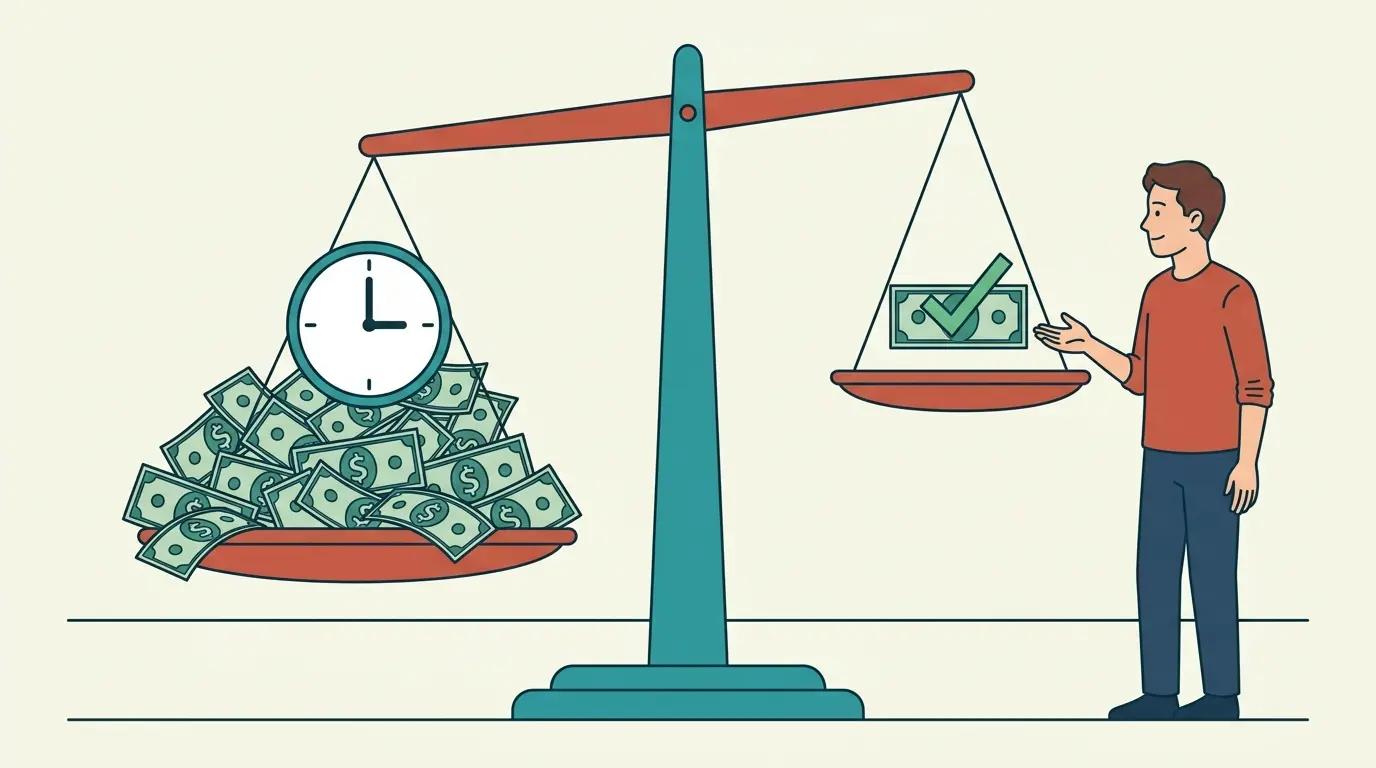 Cost comparison showing time money lost on DIY versus fixed price hiring a pro