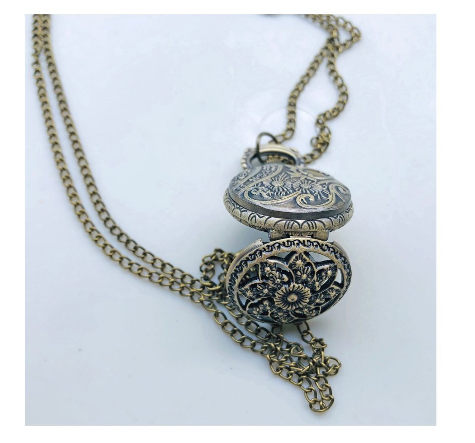 Vintage Pocket Clock Necklace Pendant