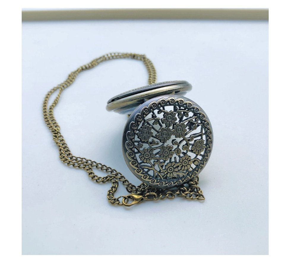 Vintage Pocket Clock Necklace Pendant