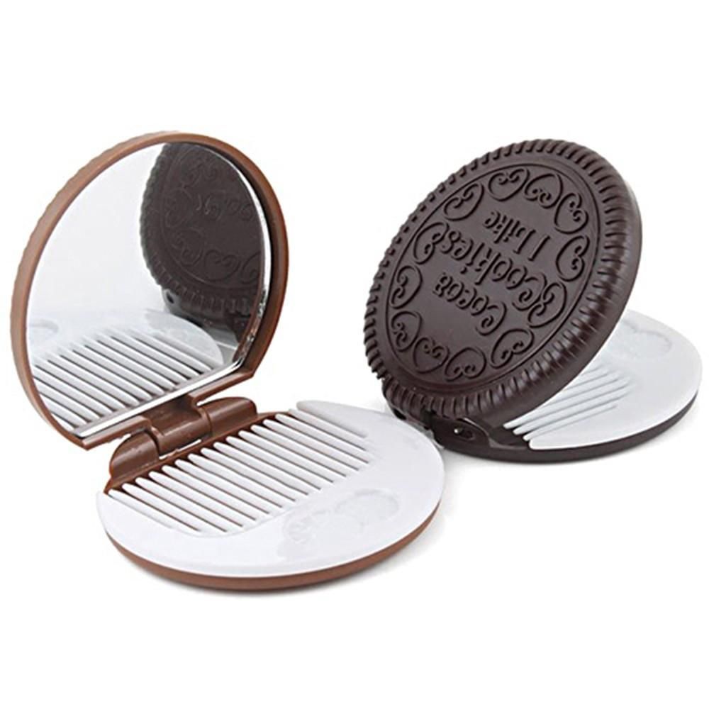 Choco Biscuit Pocket Mirror with Comb