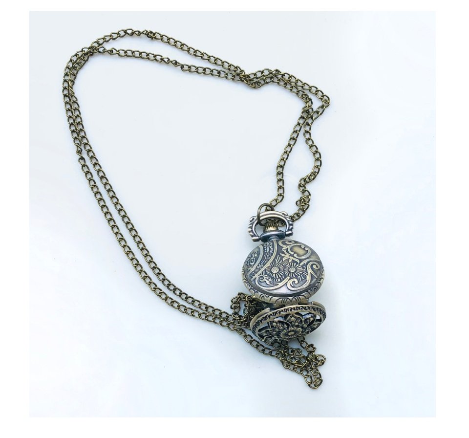 Vintage Pocket Clock Necklace Pendant