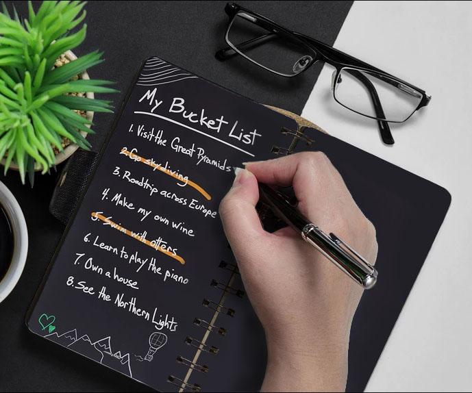 Black Notebook with White Gel Pen