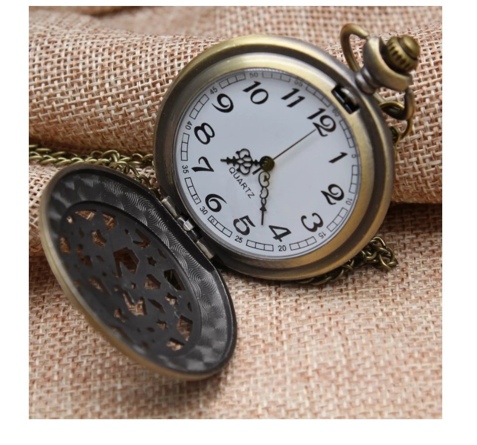 Vintage Pocket Clock Necklace Pendant
