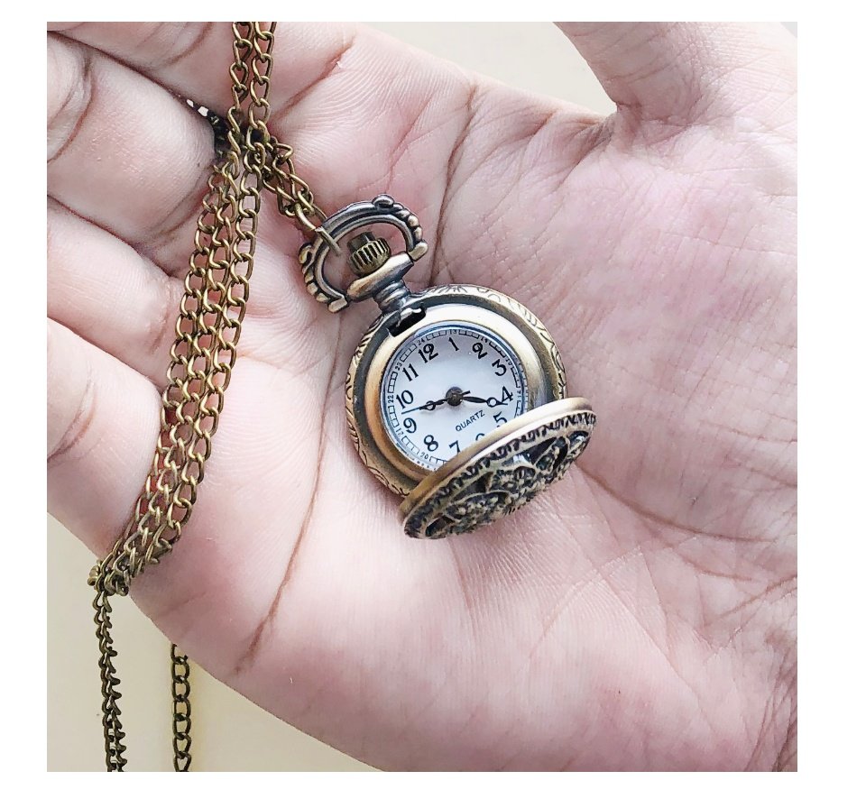 Vintage Pocket Clock Necklace Pendant