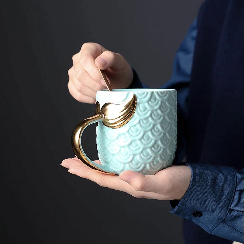 Mermaid Mug - Fish Scale and Tail Design Coffee Mug