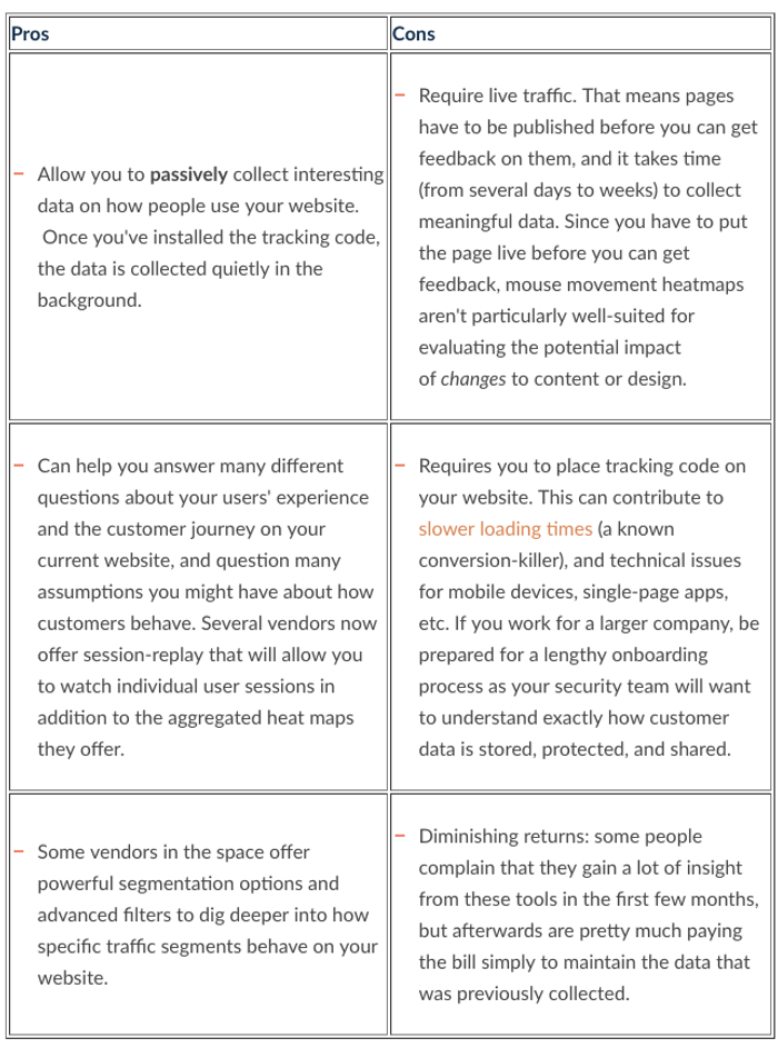 Mouse Tracking Table
