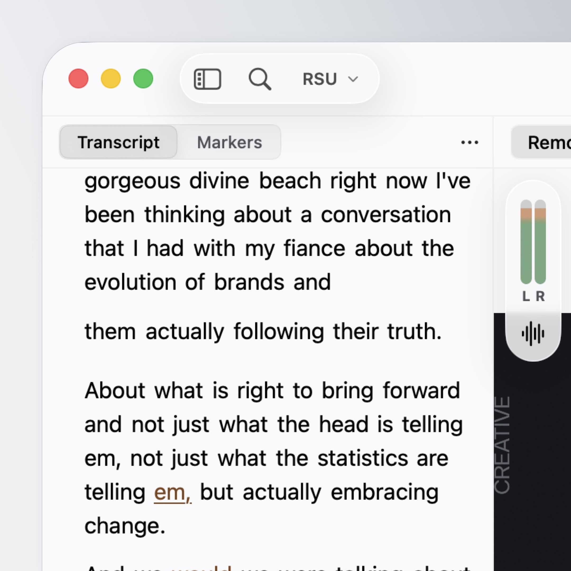 Sequence Tool transcription view