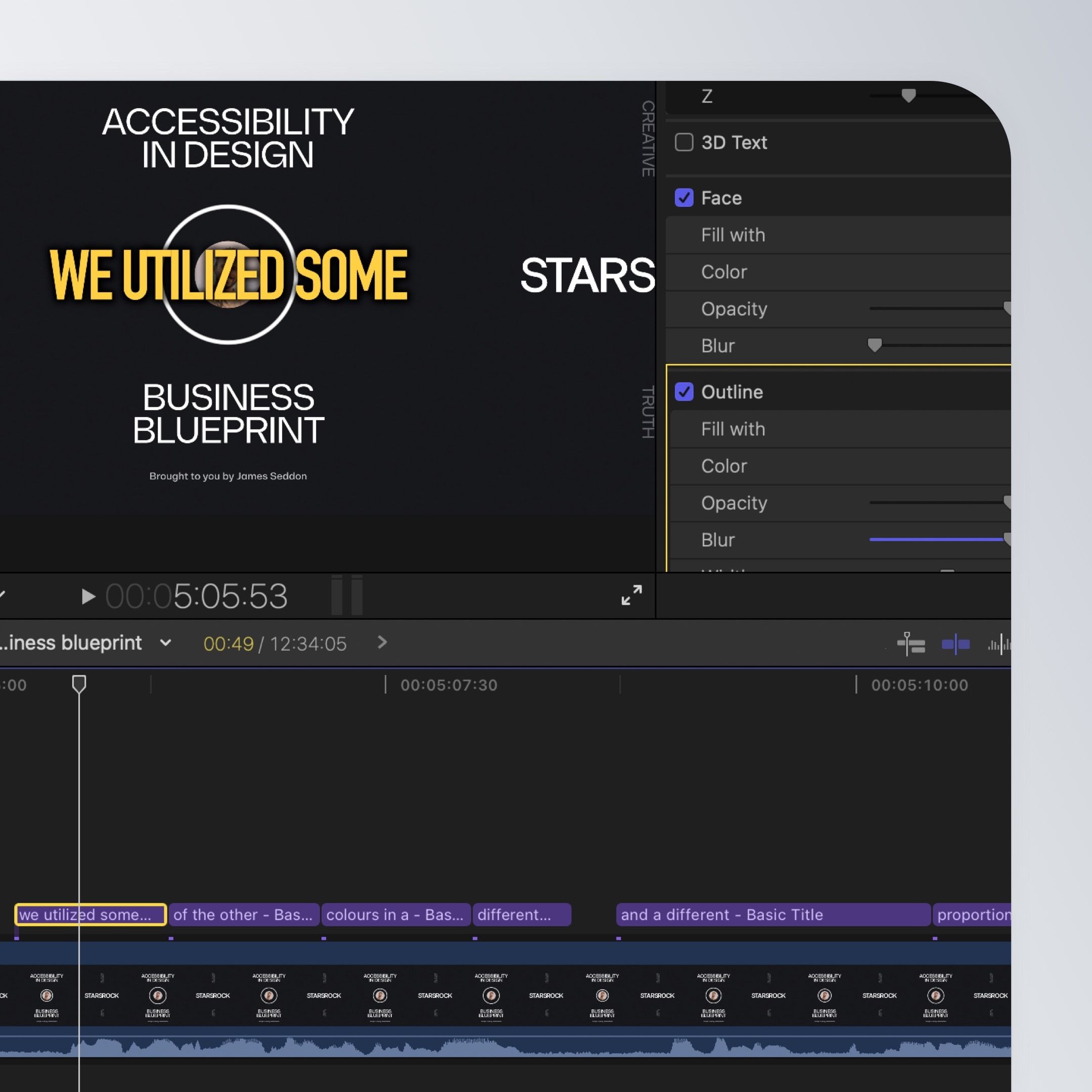 Inside Final Cut Pro showing how Sequence retains the native FCP titles