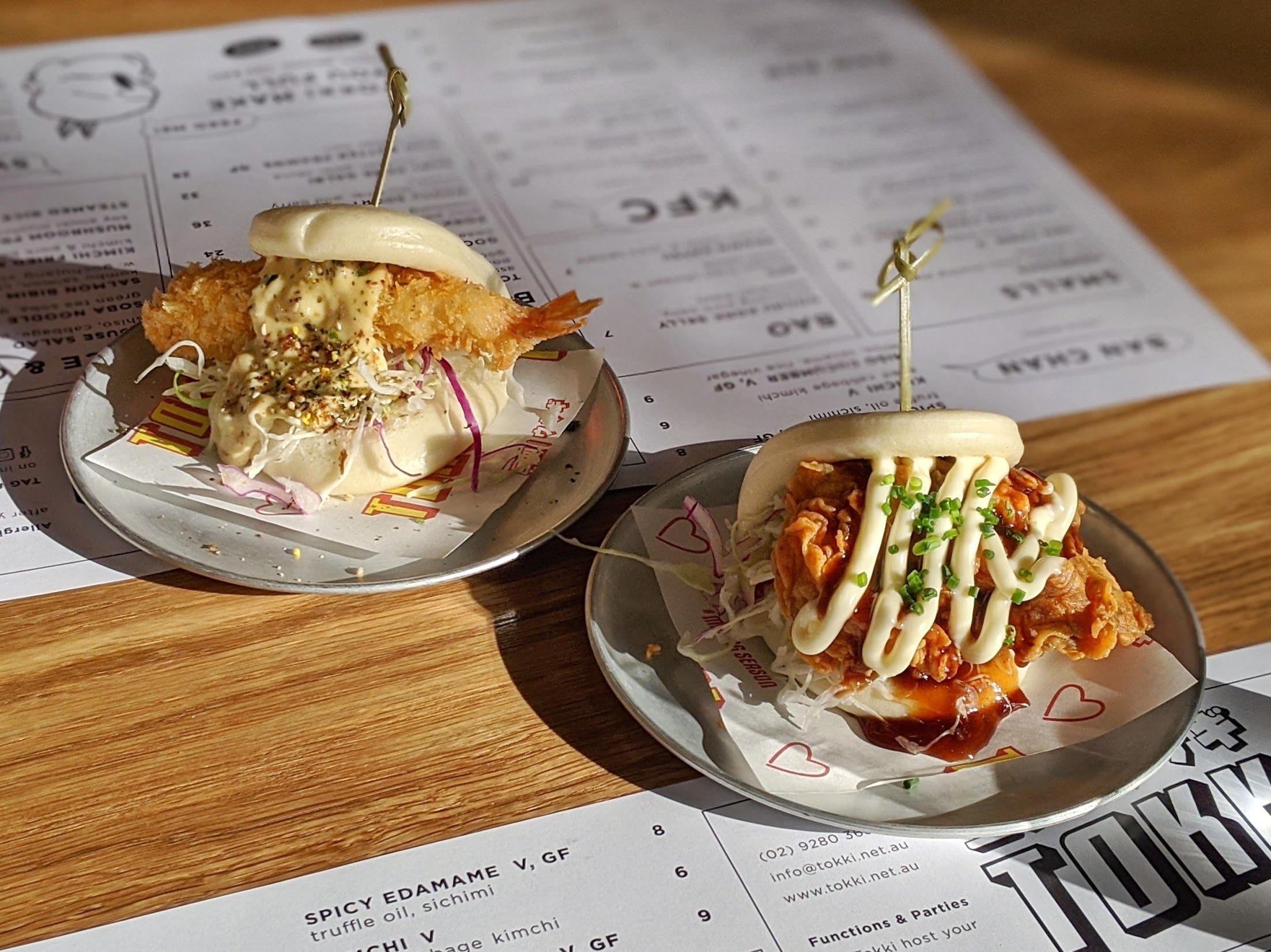 prawn katsu & fried chicken bao 