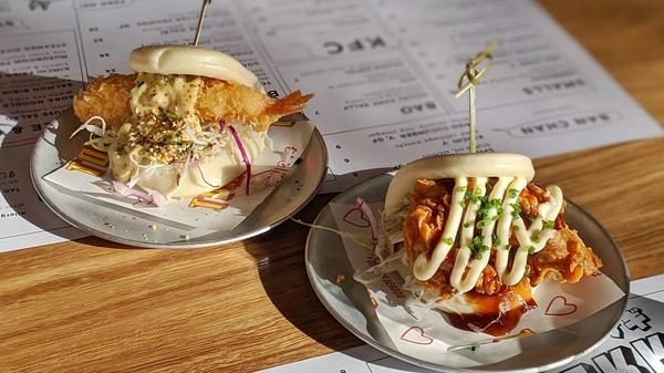 prawn katsu & fried chicken bao