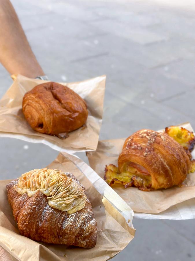 Almond & Yuzu Croissant, Ham & Cheese Croissant, Chocolate Croissant