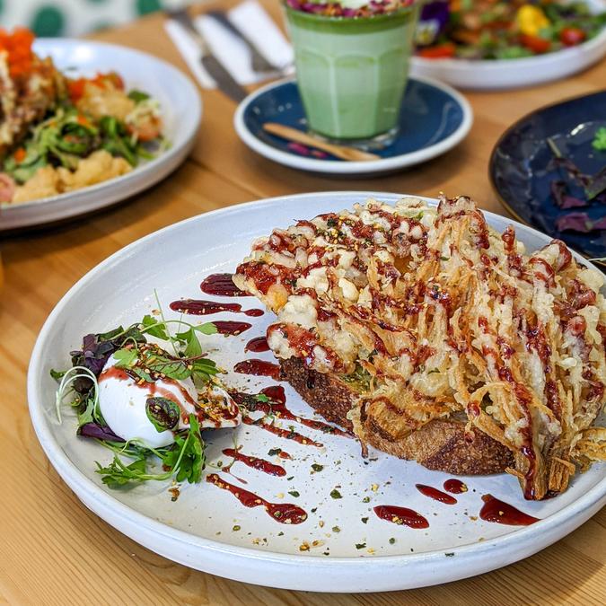 Vegetable Tempura on Toast