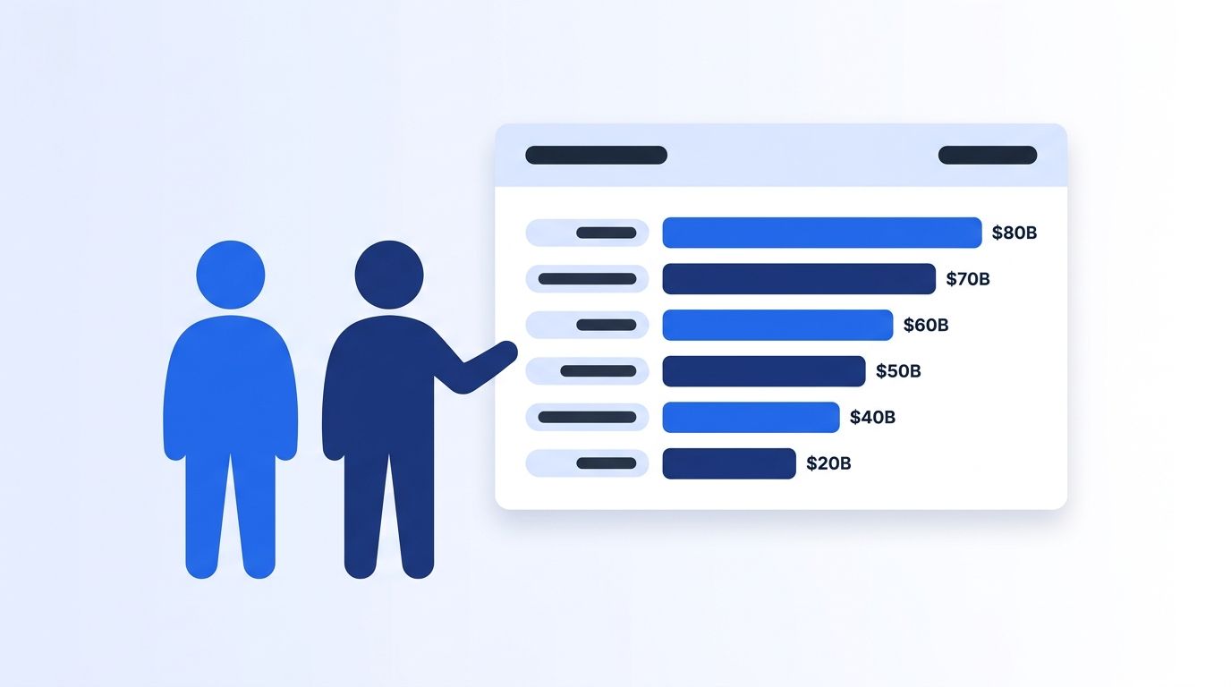 Two avatar silhouettes reviewing a salary benchmark dashboard with bar charts comparing GTM engineering pay across roles