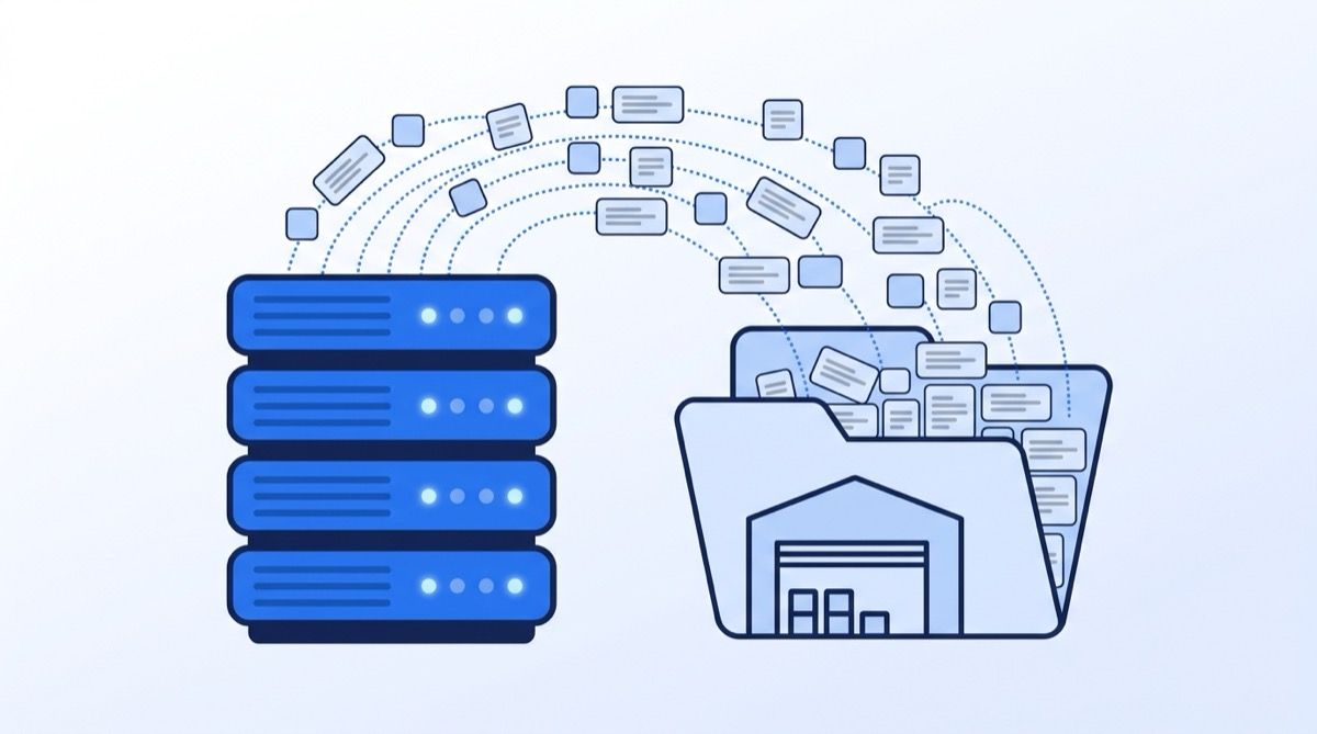 Server stack streaming raw data records into a bulk dataset archive with no CRM connection