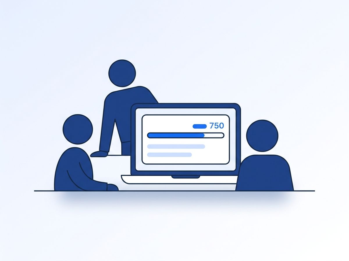 Small SMB sales team viewing a simple credit-balance dashboard with a usage progress bar