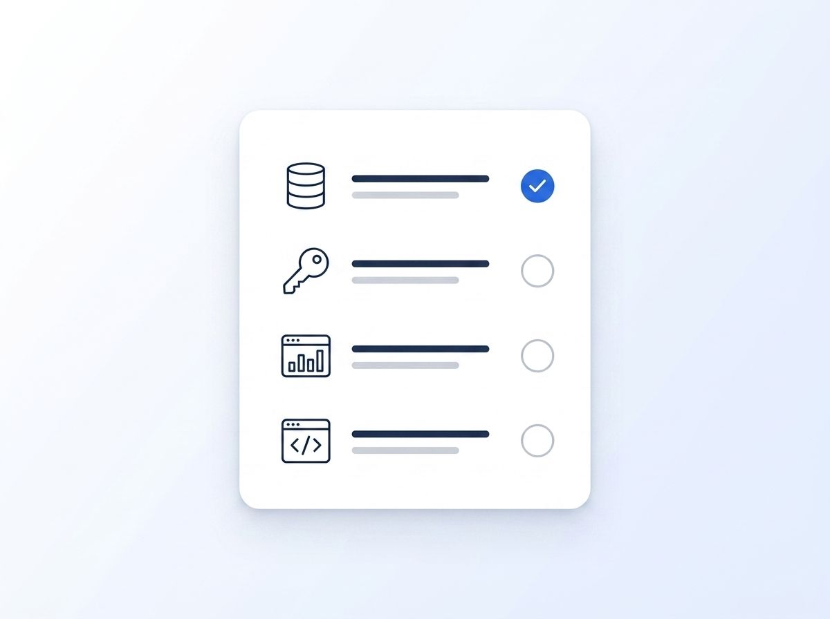 Checklist card showing the four prerequisites for building an enrichment cache layer: a cache store, API logs, a canonical identifier, and access to the data-fetch layer