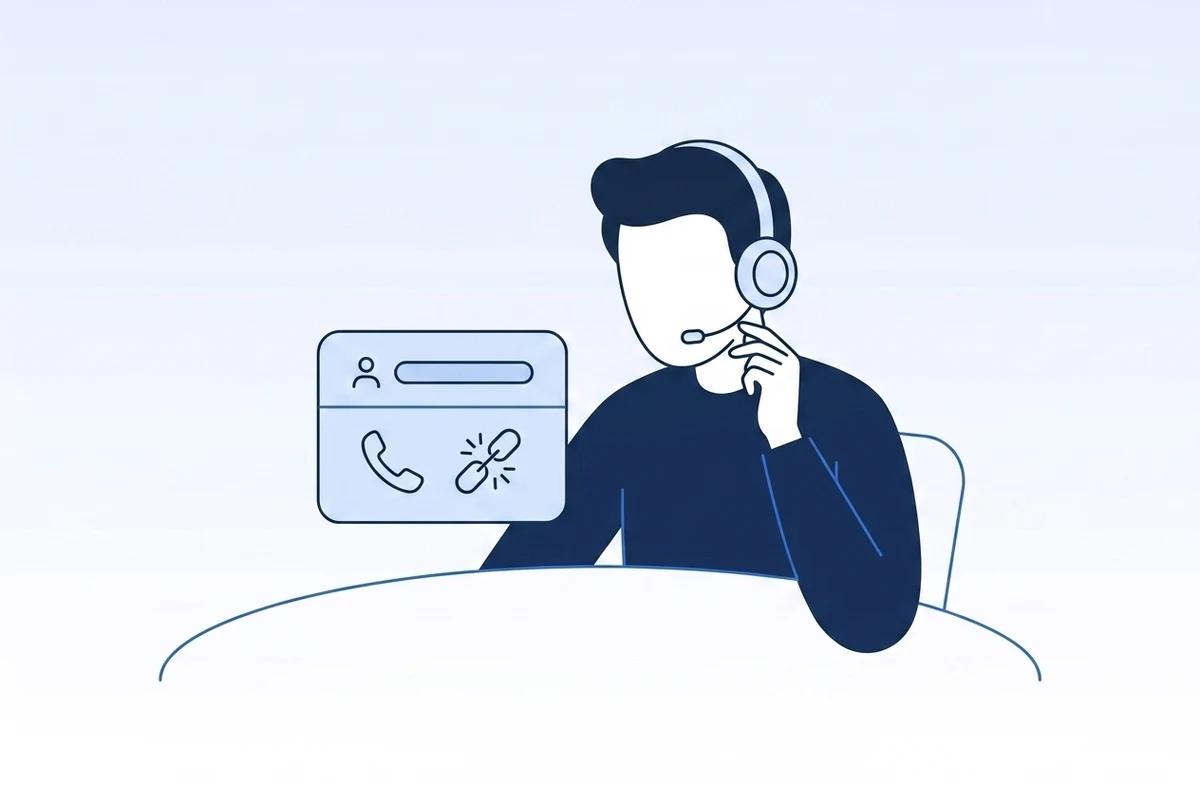 A sales rep wearing a headset while dialing prospects, illustrating the outbound calls that go nowhere when phone numbers are outdated