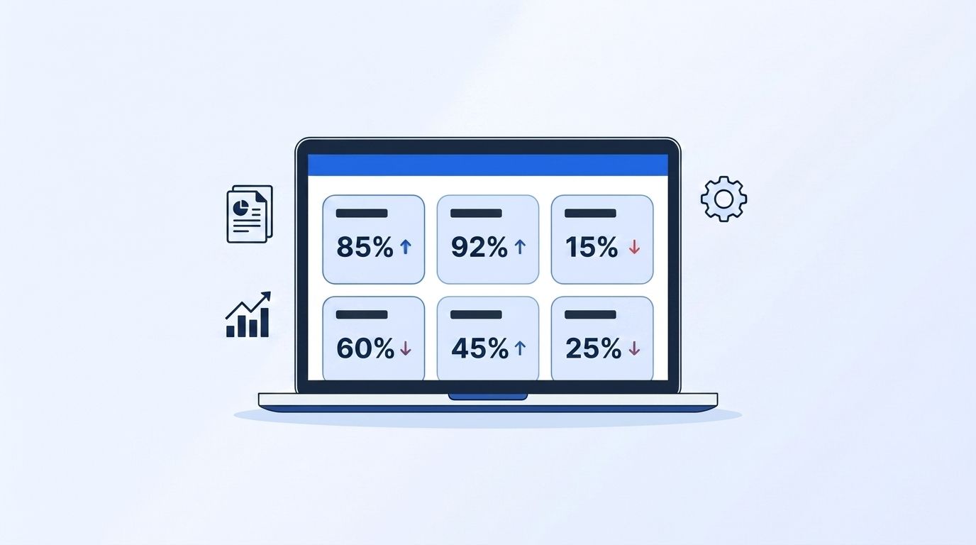 RevOps dashboard showing a monthly CRM data quality scorecard with duplicate rate, completeness, and validity metric tiles