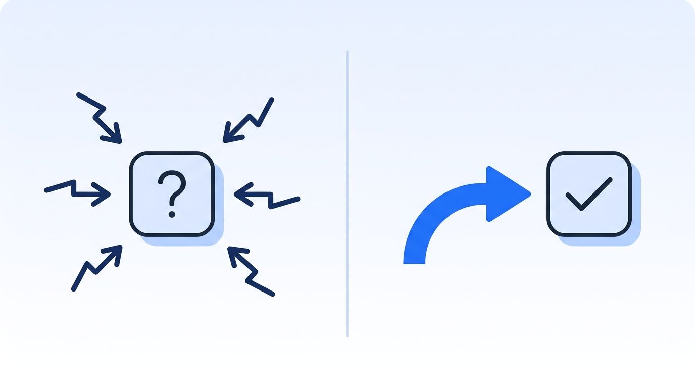 Side-by-side illustration contrasting five chaotic arrows feeding a CRM field with one clean pipeline feeding the same field, showing CRM data provenance chaos versus a single source of truth