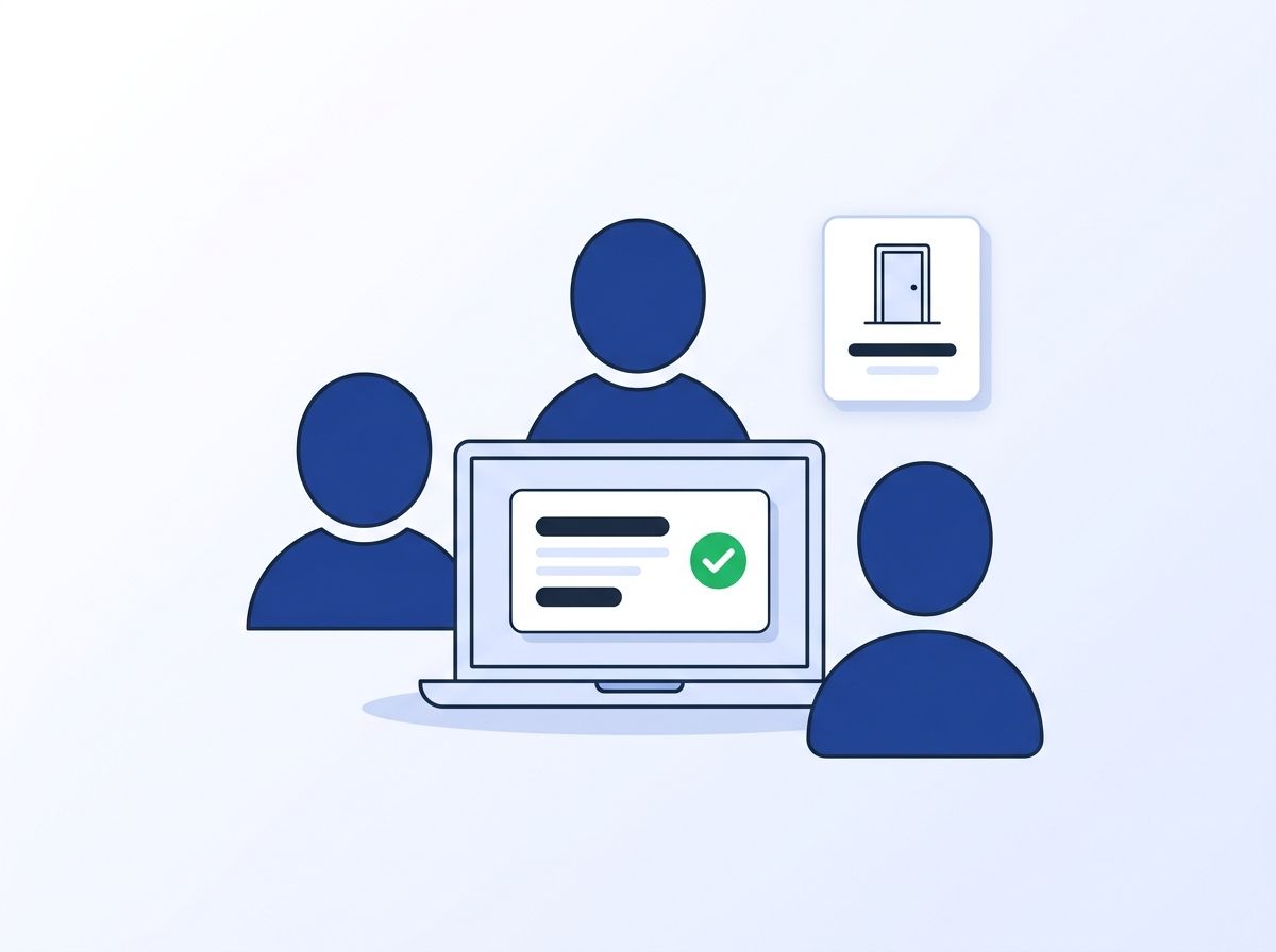 Small sales team reviewing a self-serve pricing plan on a laptop, next to an icon representing tools that require a sales call