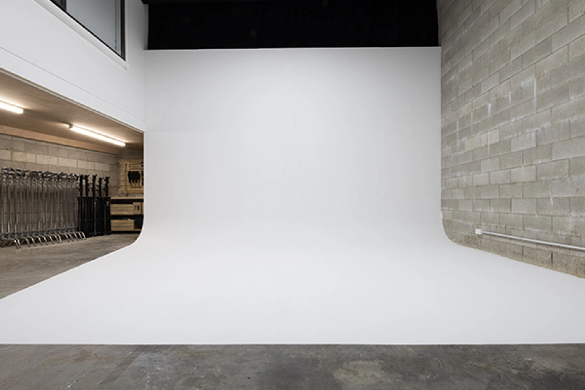 Photo video studio cyclorama with grip gear