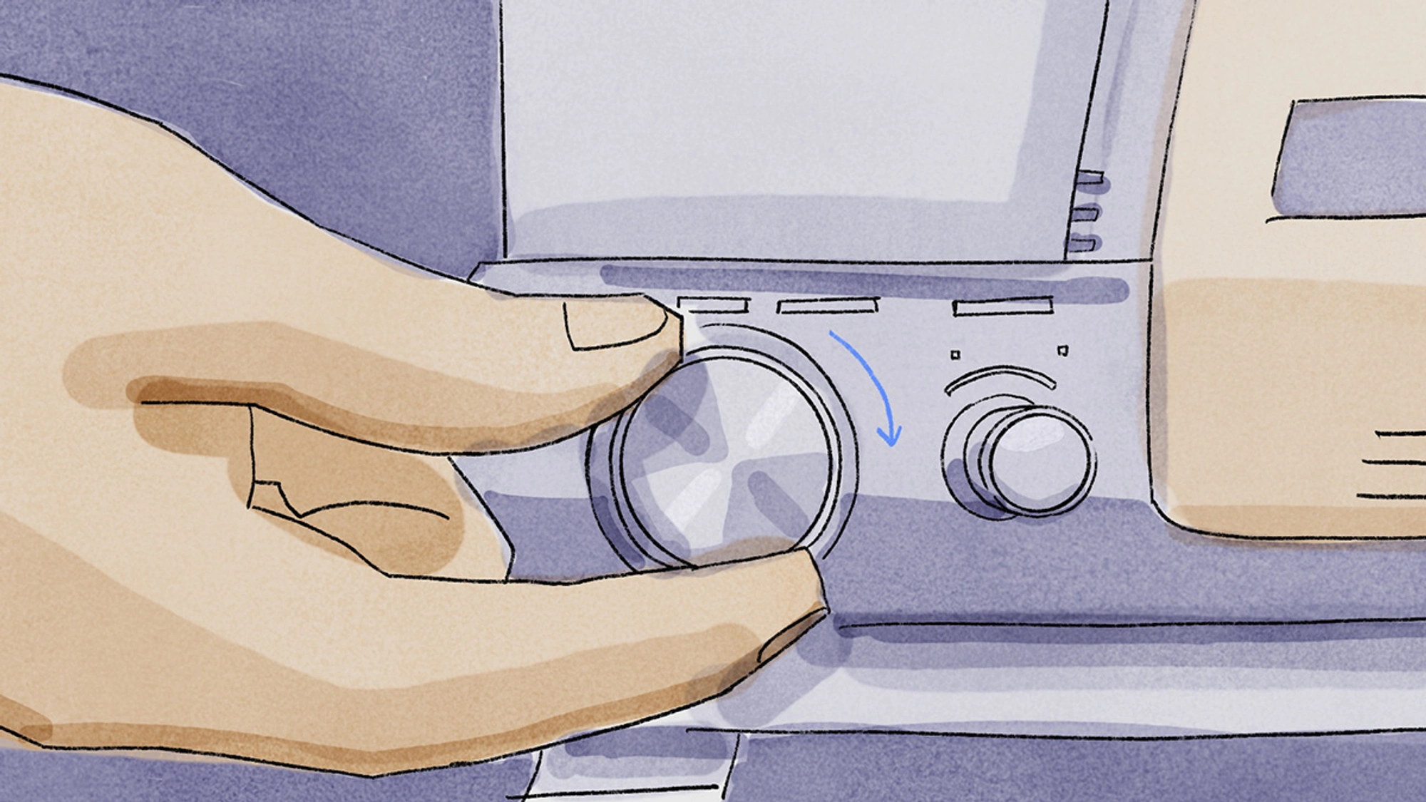 illustration interacting with old film camera dial