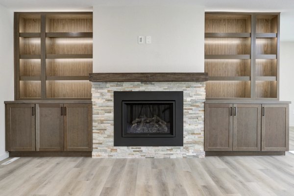Stone Fireplace Surround by Stewart Remodel Design Build