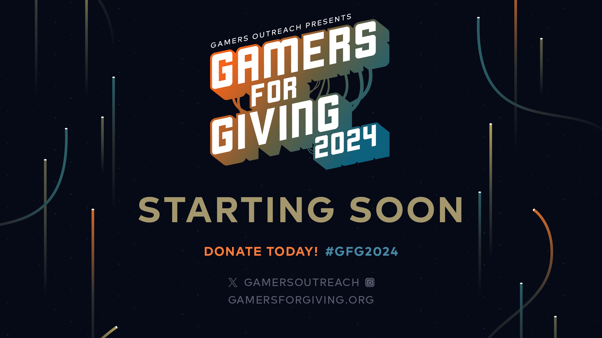 Graphic with the Gamers for Giving 2024 logo + "Starting Soon" text