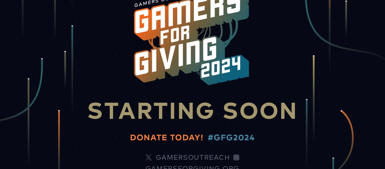 Graphic with the Gamers for Giving 2024 logo + "Starting Soon" text