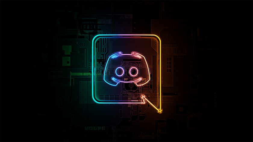 Discord logo over an electronic board background.
