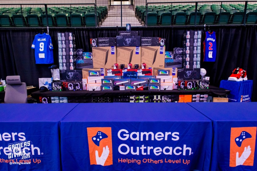 The Gamers For Giving prize wall