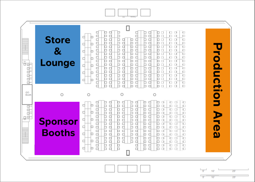 Gamers for Giving venue layout graphic.