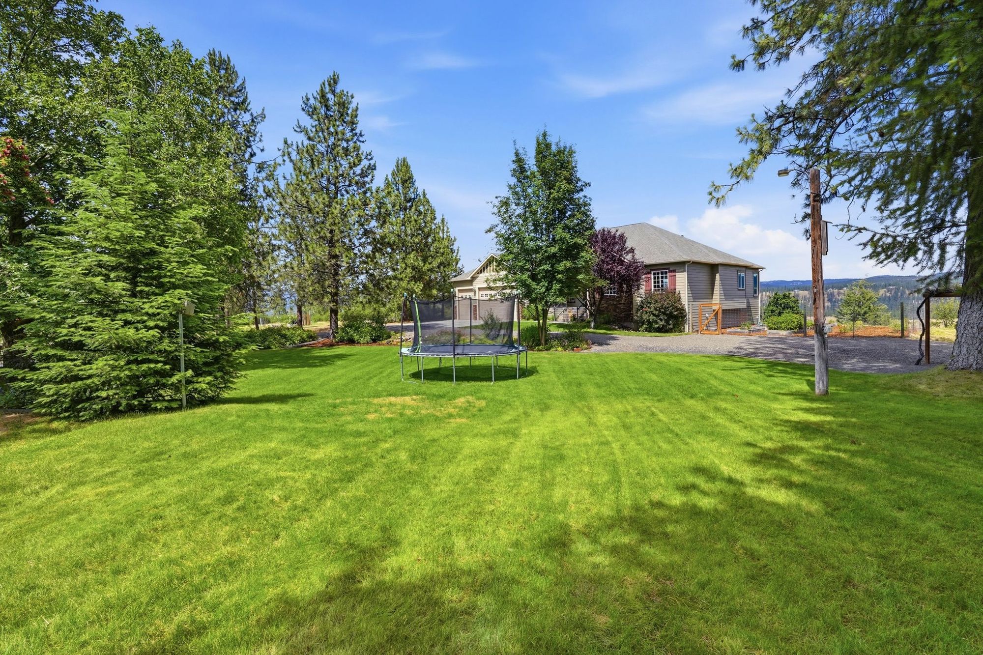 Lawn and trampoline