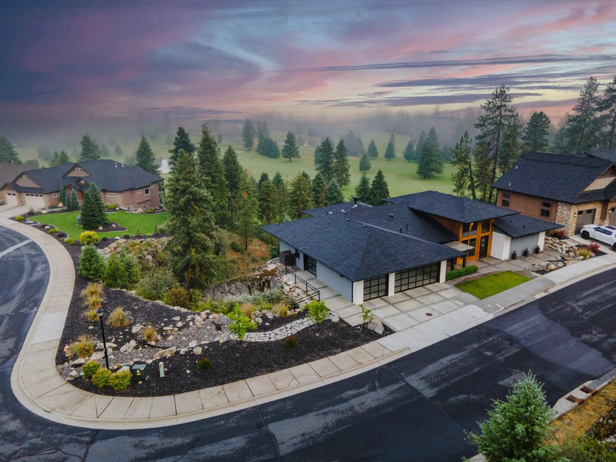 Aerial view at twilight